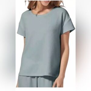 Tommy Johns Womens Waffle Weave Lounge Sleepwear SS Top Size XS Gray